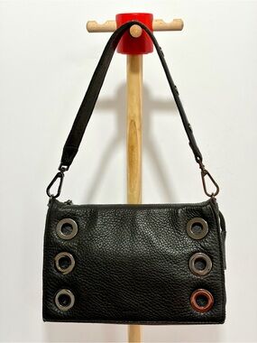 Hammitt Montana Small Clutch In Black Leather With Gunmetal Hardware